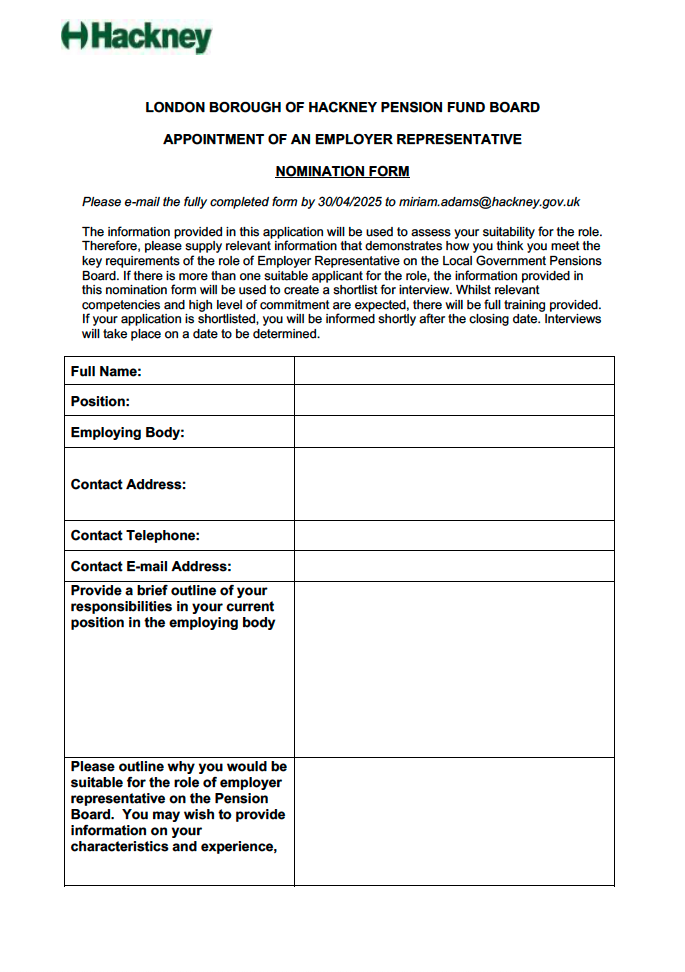 Icon for Nomination Form - PB Employer Representative document