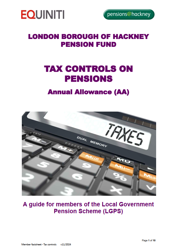 Icon for Tax controls on pensions document